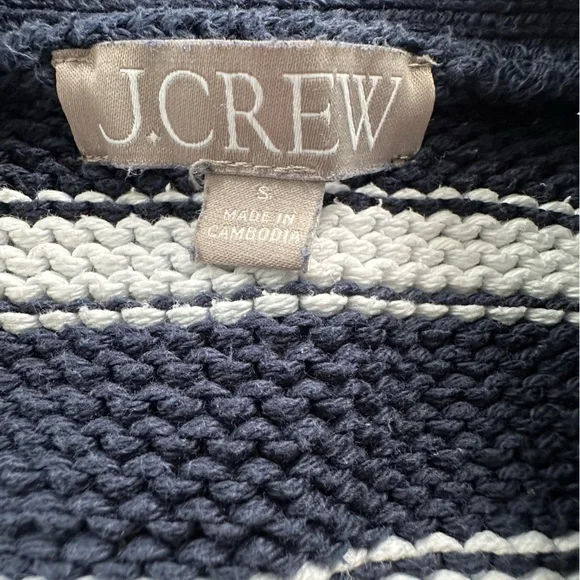 J. Crew Women Navy and White Textured Knit 100% cotton - Picture 2 of 9
